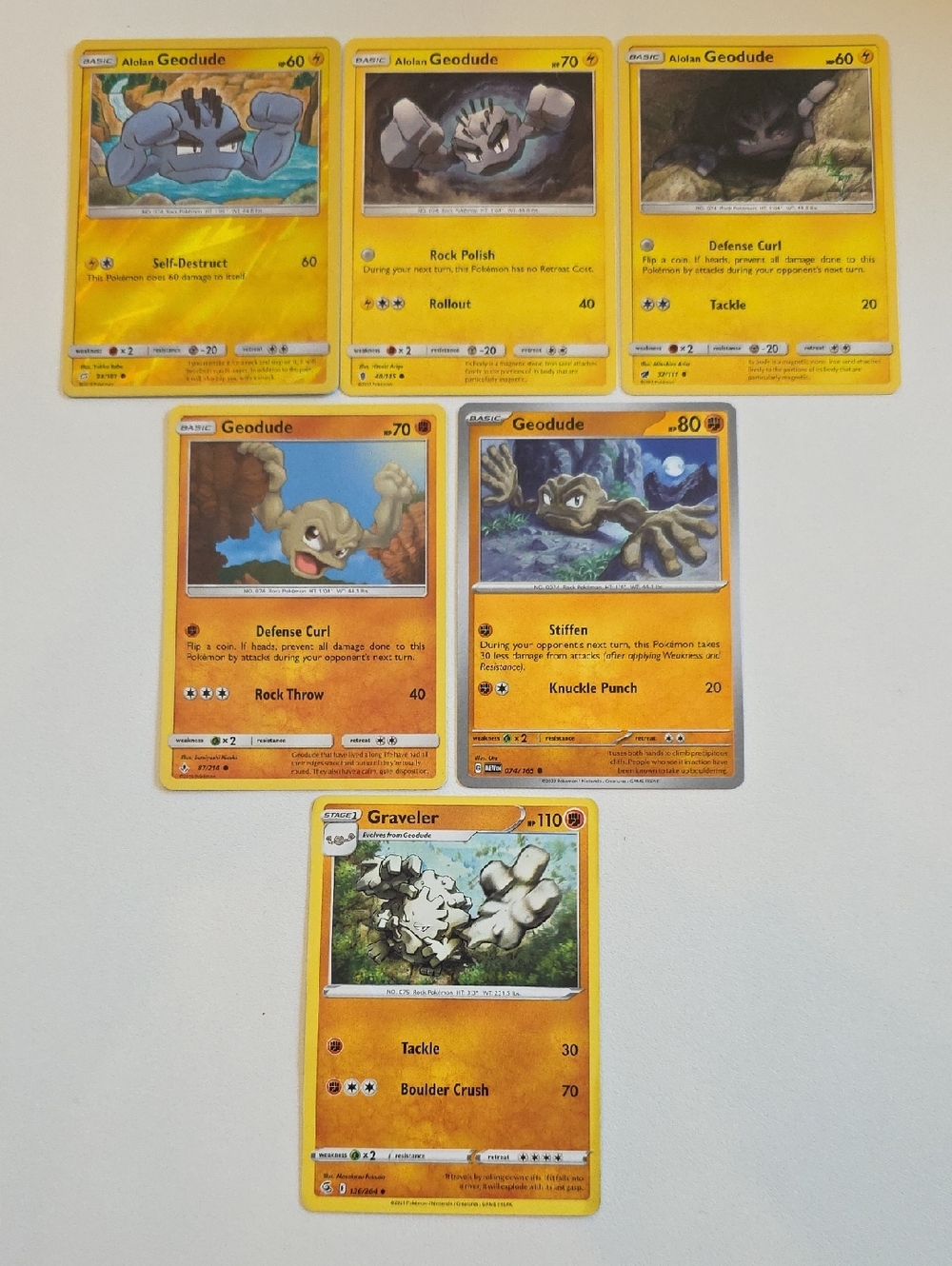 Pokemon Geodude And Graveler Trading Cards - Alolan